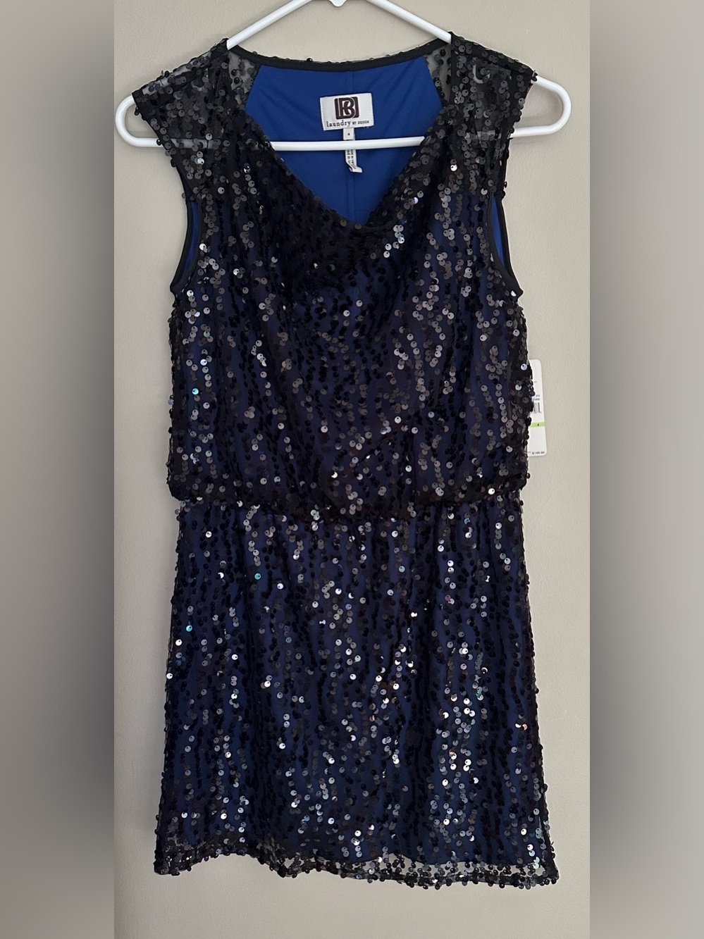 Laundry by Design size 4 Navy and Black Sequin Party Dress